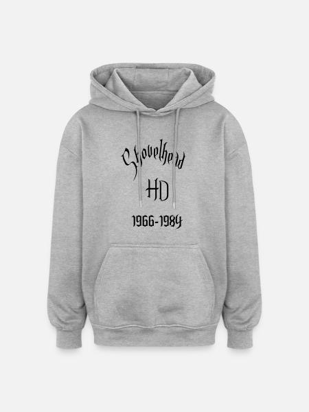 shovel head bj brust - Oversized Unisex Hoodie - Grau meliert