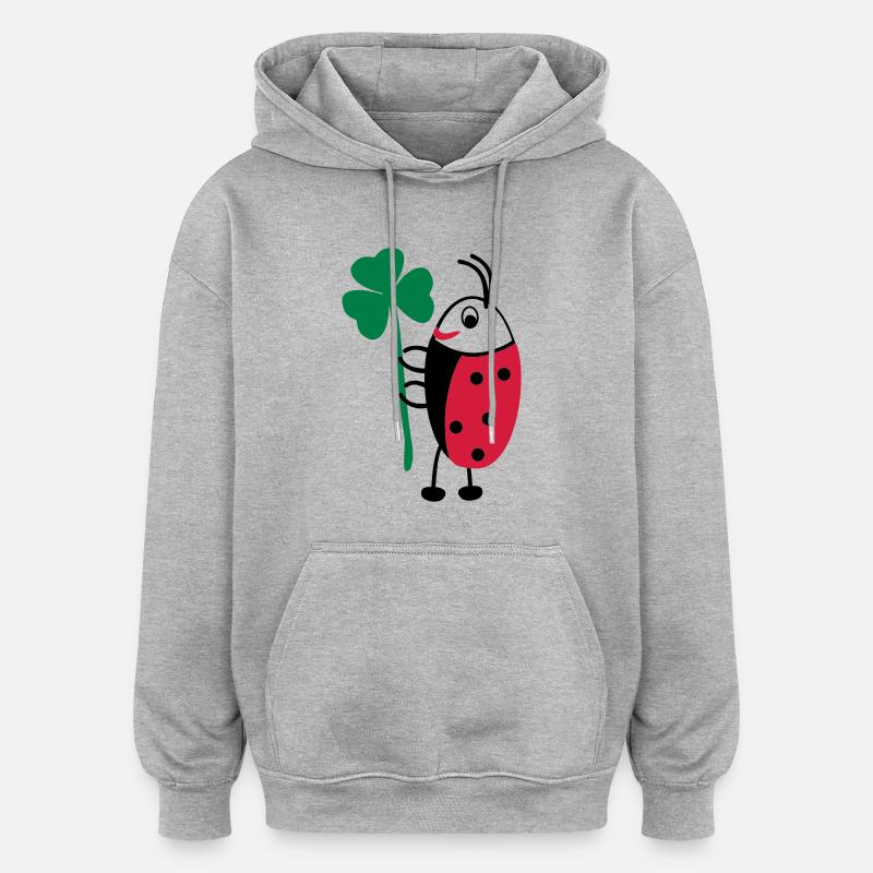 Glückskäfer - Oversized Unisex Hoodie - Grau meliert
