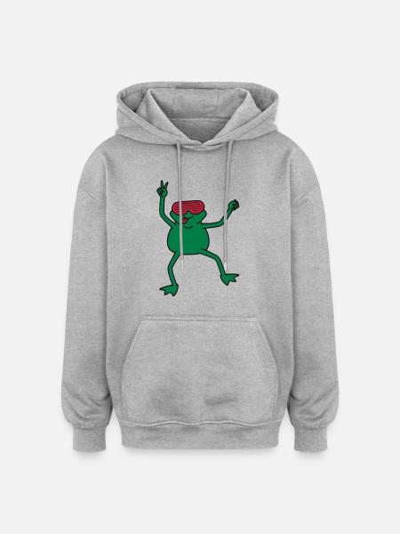funky_frog - Oversized Unisex Hoodie - heather grey