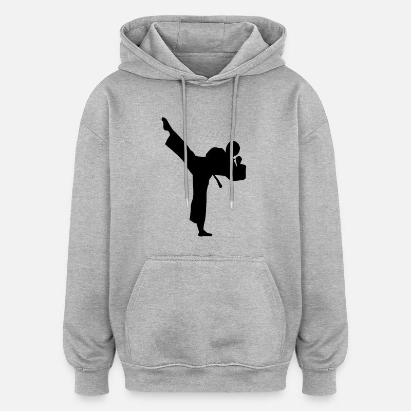 Karaté - Sweat à capuche oversize unisexe - gris chiné