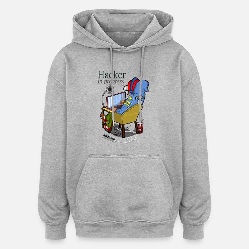 Hacker - Oversized Unisex Hoodie - Grau meliert