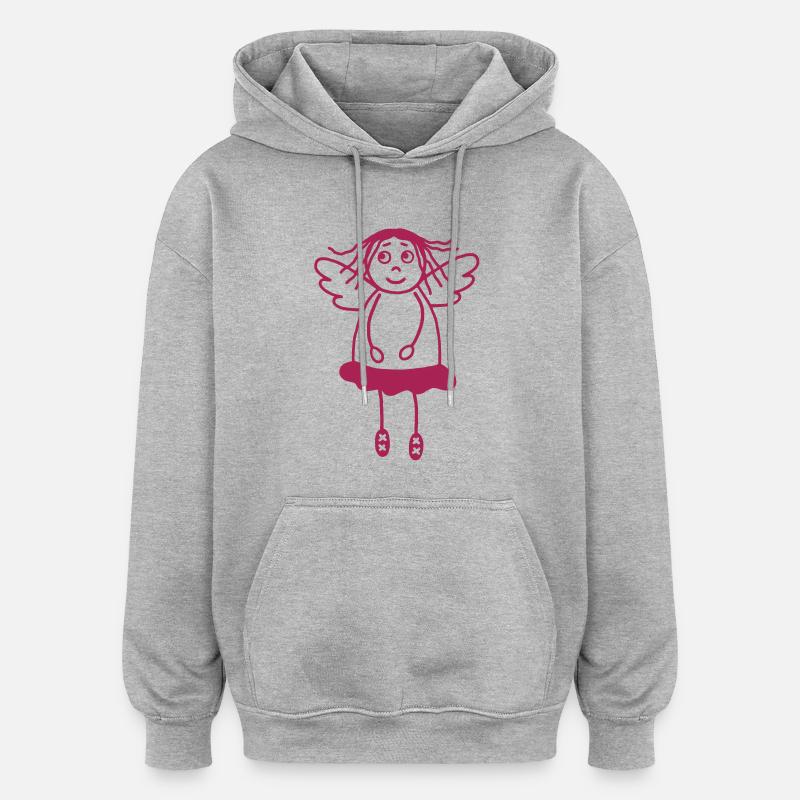 Ange gardien filles - Sweat à capuche oversize unisexe - gris chiné