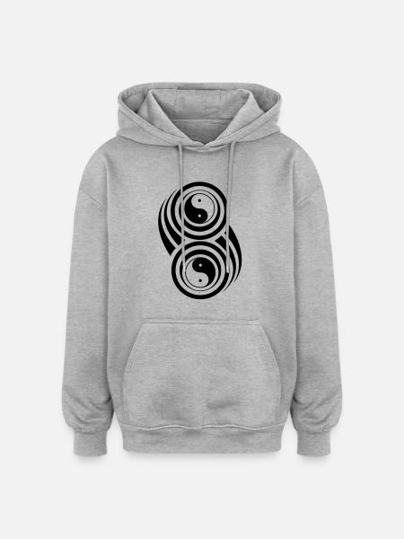 ying yang, yin, yang, tribal, shape, crop, circle - Oversized Unisex Hoodie - heather grey