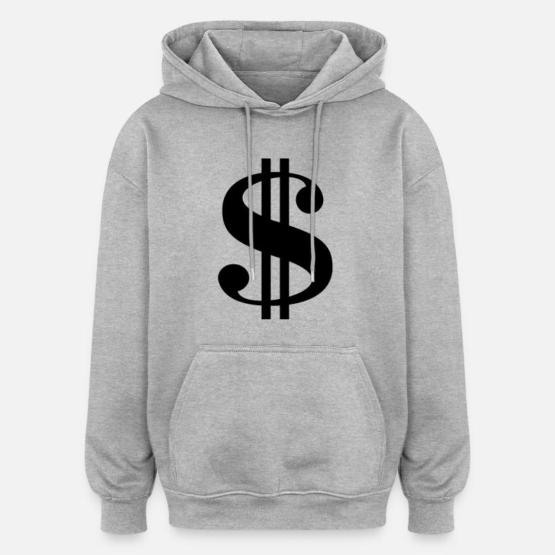 Dollar__V001 - Sweat à capuche oversize unisexe - gris chiné