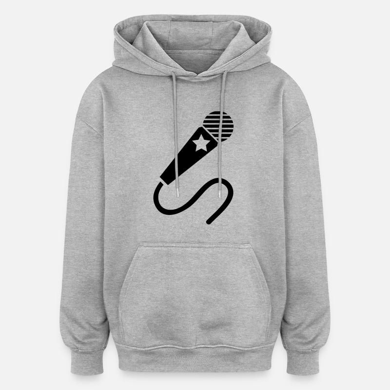 microphone___f1 - Sweat à capuche oversize unisexe - gris chiné