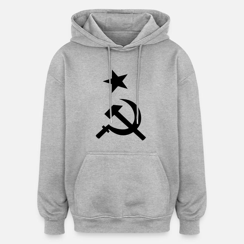 hammer_sichel_stern - Sweat à capuche oversize unisexe - gris chiné
