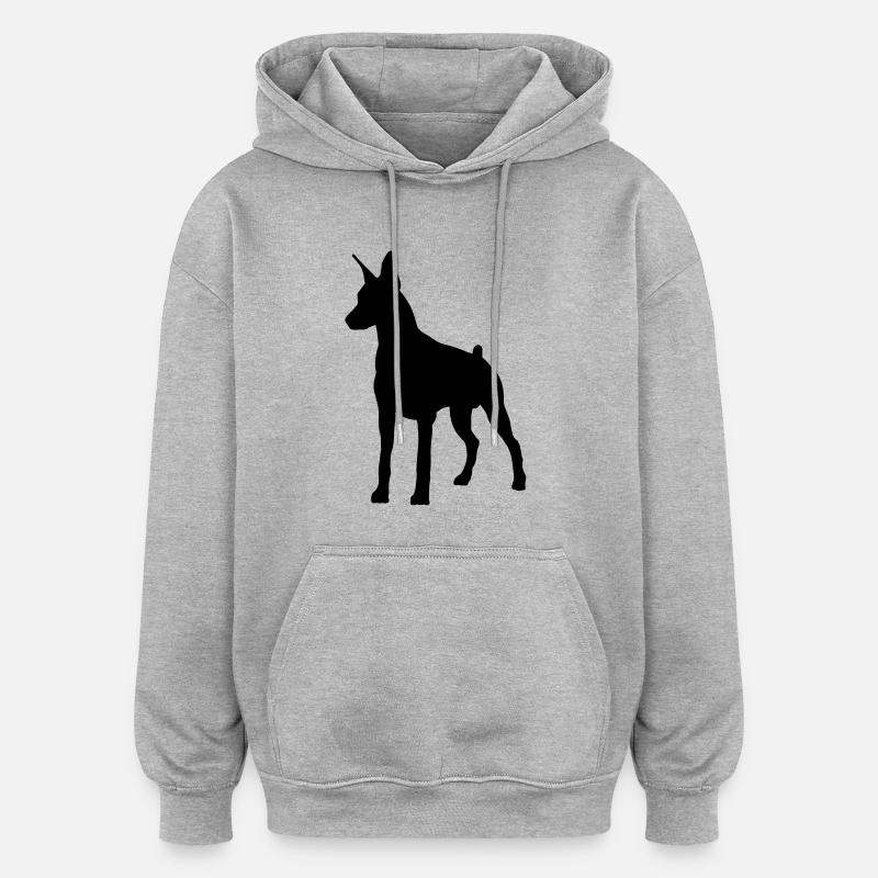 Doberman Pincher - Sweat à capuche oversize unisexe - gris chiné