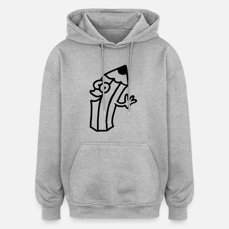 broche joyeuse - ligne - Sweat à capuche oversize unisexe - gris chiné