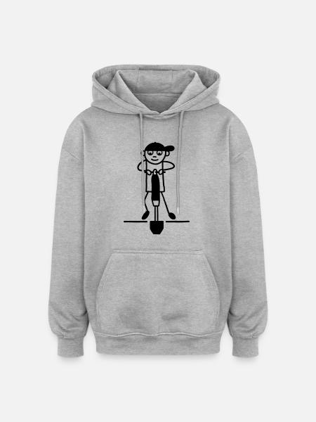 Straßenarbeiter mit Presslufthammer - Oversized Unisex Hoodie - Grau meliert