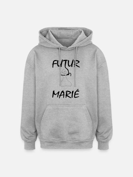 evg - Sweat à capuche oversize unisexe - gris chiné