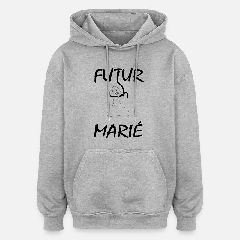 evg - Sweat à capuche oversize unisexe - gris chiné