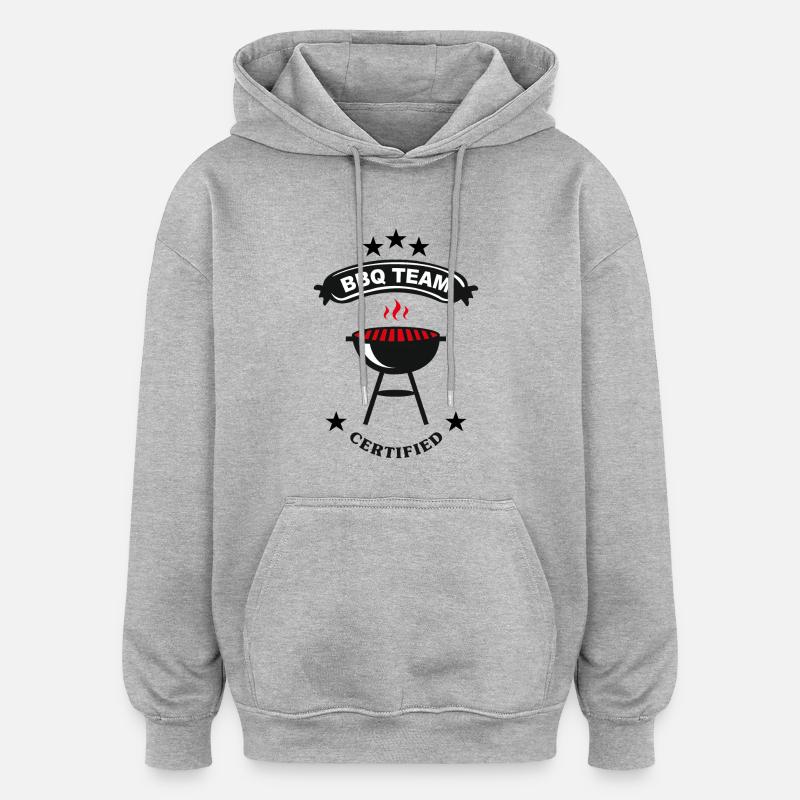 BBQ team certified - Sweat à capuche oversize unisexe - gris chiné