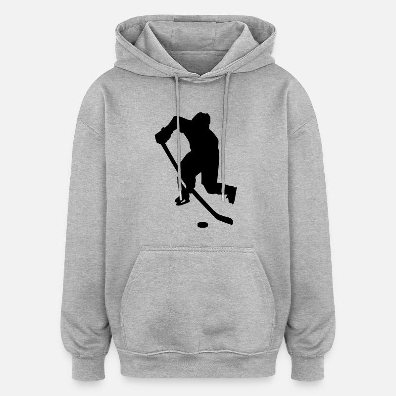 Hockey sur glace - Sweat à capuche oversize unisexe - gris chiné