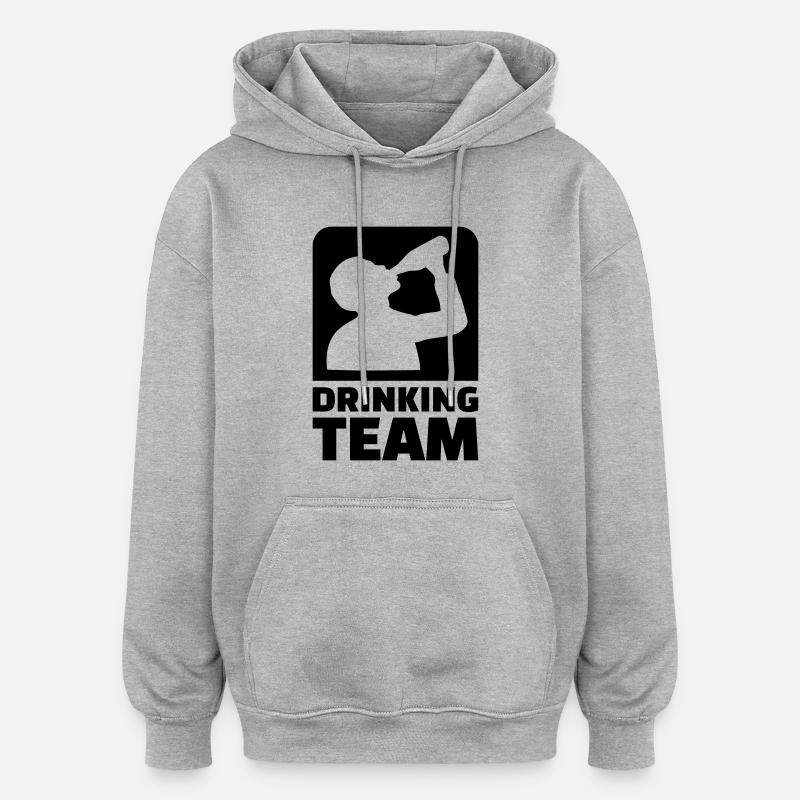 Drinking Team - Sweat à capuche oversize unisexe - gris chiné