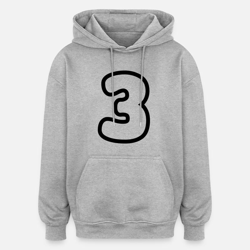3 - Oversized Unisex Hoodie - Grau meliert