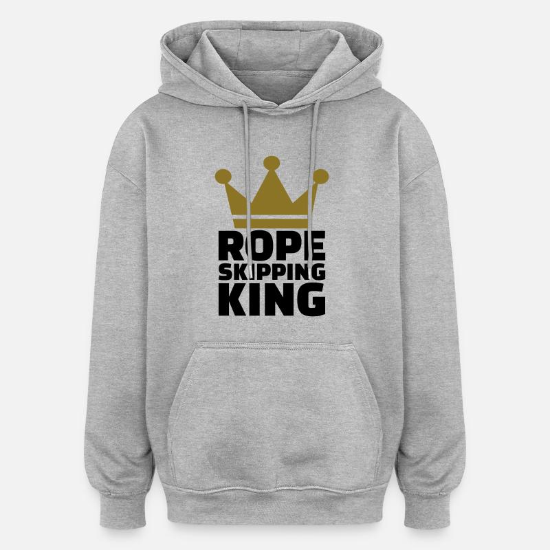 Rope skipping king - Sweat à capuche oversize unisexe - gris chiné
