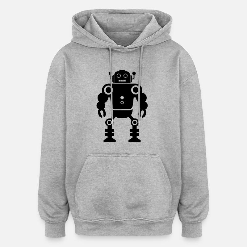 robots - Oversized Unisex Hoodie - Grau meliert
