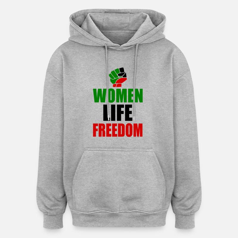 Women life freedom iran - Sweat à capuche oversize unisexe - gris chiné