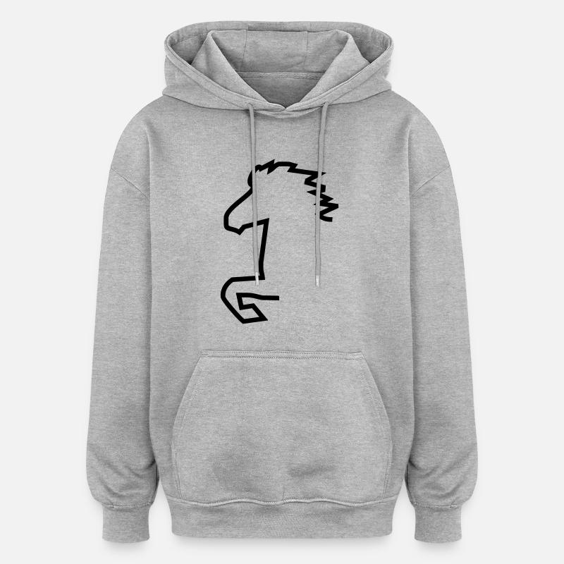 Islandpferd - Oversized Unisex Hoodie - Grau meliert