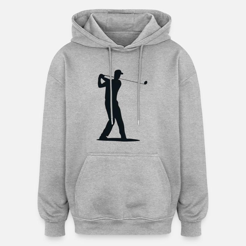 Silhouette de golfeur - Tee Golf - Sweat à capuche oversize unisexe - gris chiné