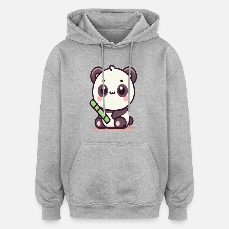 Panda - Sweat à capuche oversize unisexe - gris chiné