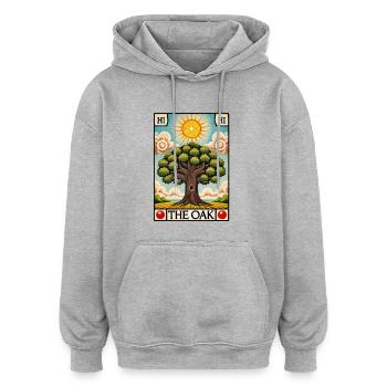 Le chêne - Sweat à capuche oversize unisexe - gris chiné - Devant - Noah (186cm)