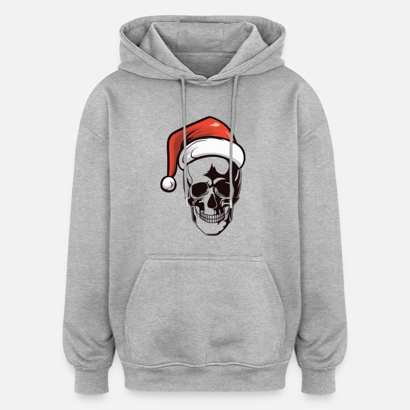 Crâne Père Noël - Sweat à capuche oversize unisexe - gris chiné
