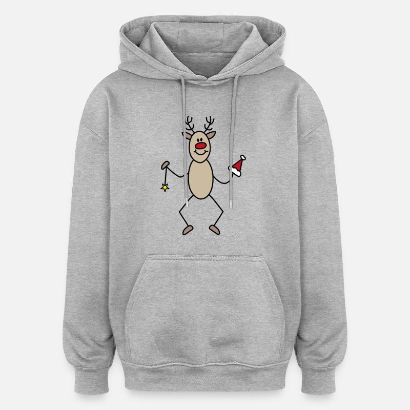 Noël - Sweat à capuche oversize unisexe - gris chiné