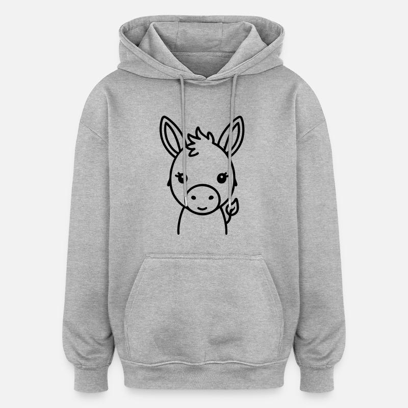 Âne âne - Sweat à capuche oversize unisexe - gris chiné