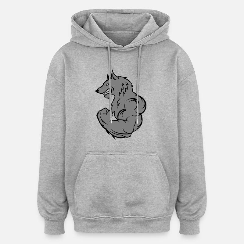 Strong Wolf - Oversized Unisex Hoodie - heather grey