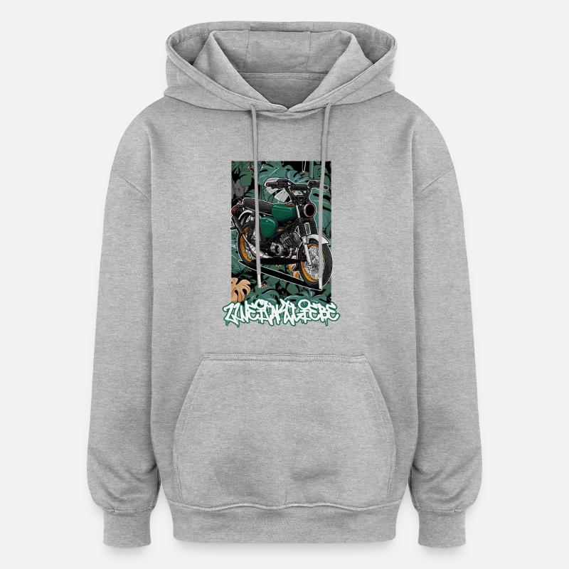 S51 (vert) // Illustration - Sweat à capuche oversize unisexe - gris chiné