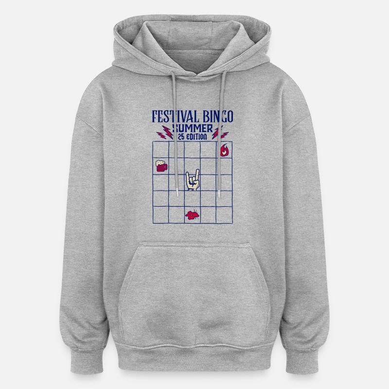 Festival Bingo Été '25 - Sweat à capuche oversize unisexe - gris chiné
