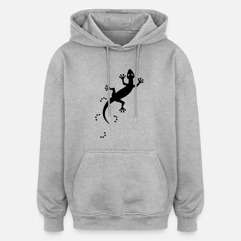 gecko_1 - Sweat à capuche oversize unisexe - gris chiné