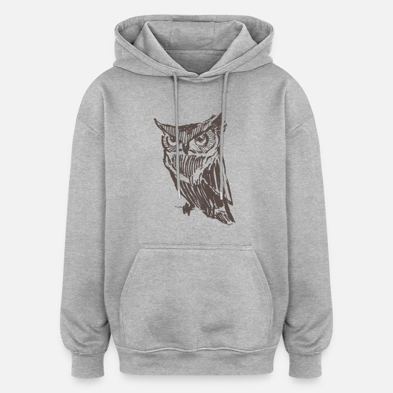 Eule - Oversized Unisex Hoodie - Grau meliert
