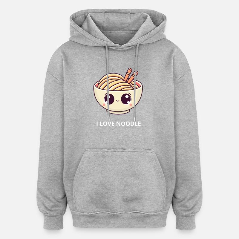 ICH LIEBE NUDELN - Oversized Unisex Hoodie - Grau meliert