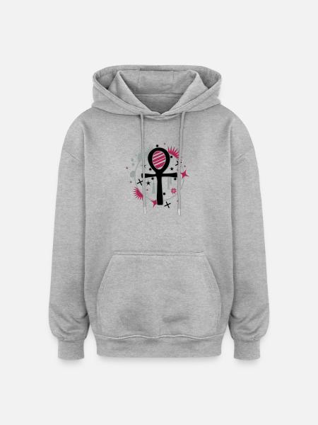 Ankh - Sweat à capuche oversize unisexe - gris chiné