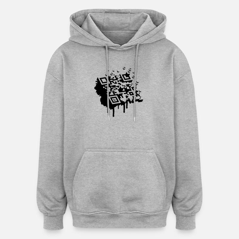 3D Barcode als Graffiti - Oversized Unisex Hoodie - Grau meliert
