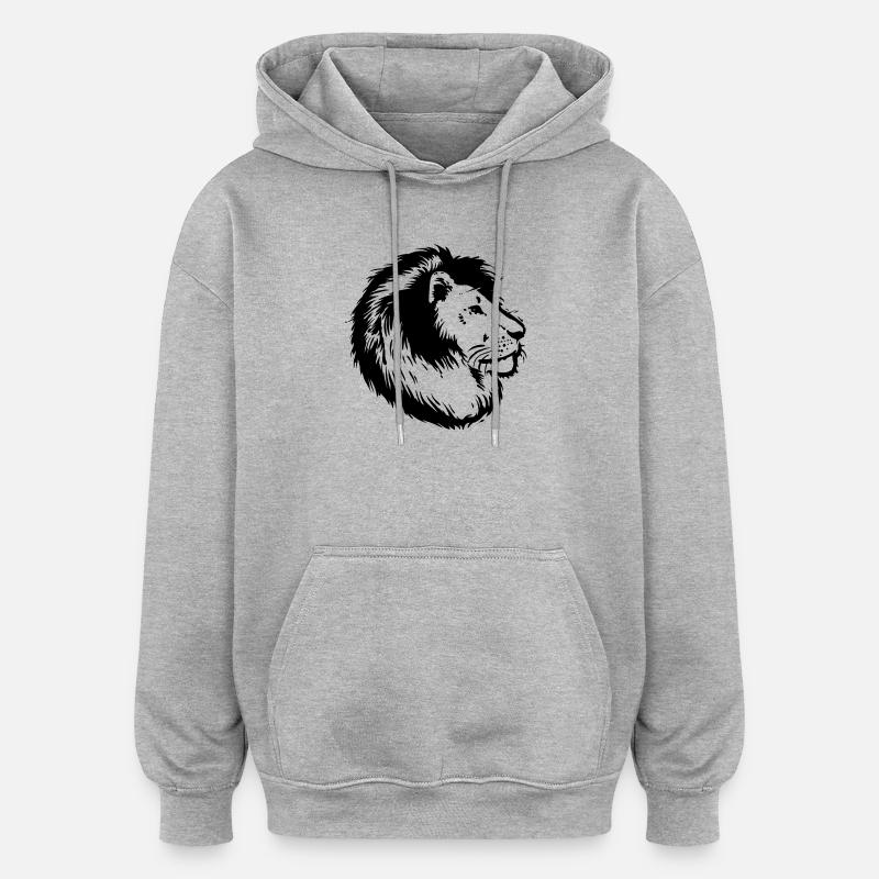 Lion - Sweat à capuche oversize unisexe - gris chiné