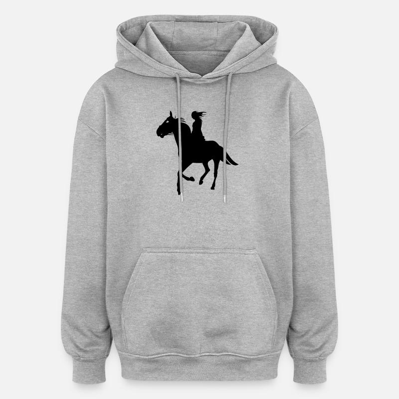 Chevaux, cheval, équitation, cheval, poney, - Sweat à capuche oversize unisexe - gris chiné
