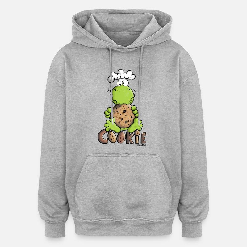 Frosch mit Cookie - Oversized Unisex Hoodie - Grau meliert