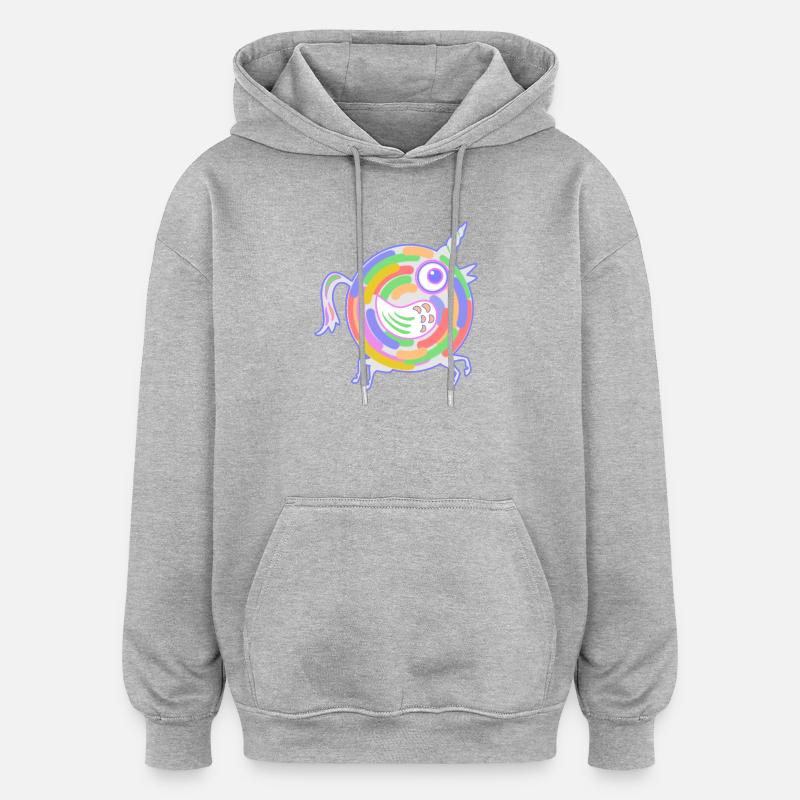 licorne - Sweat à capuche oversize unisexe - gris chiné