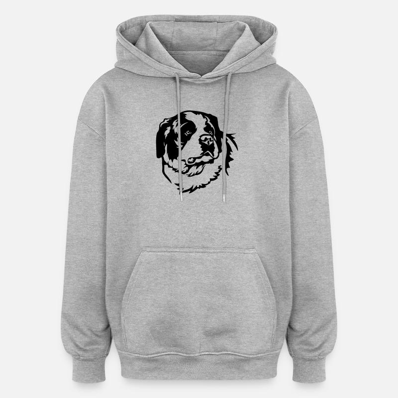 Tête de Saint-Bernard - Sweat à capuche oversize unisexe - gris chiné