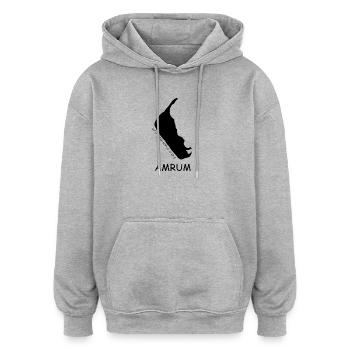 Amrum Koordinaten - Oversized Unisex Hoodie - Grau meliert - Vorne - Noah (186cm)