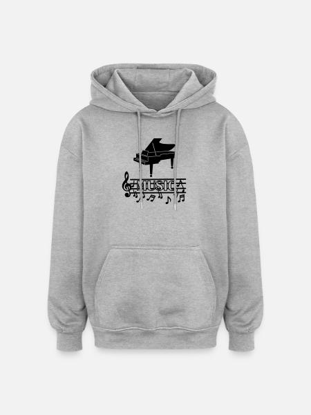 Piano music logo - Oversized Unisex Hoodie - heather grey