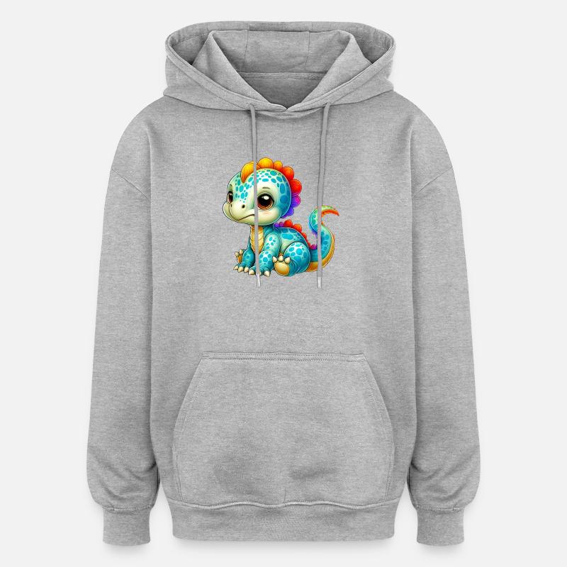 Dinosaurier - Oversized Unisex Hoodie - Grau meliert