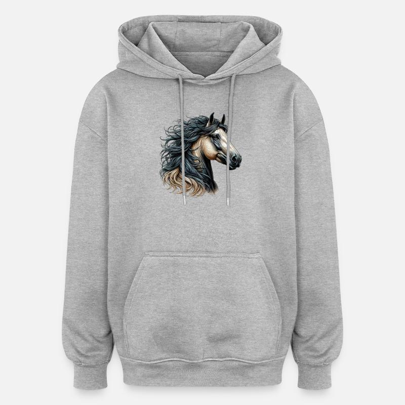 Cheval - Sweat à capuche oversize unisexe - gris chiné