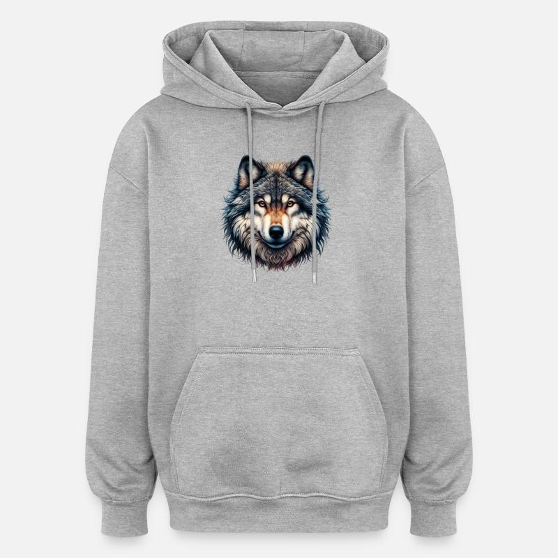 Loup - Sweat à capuche oversize unisexe - gris chiné