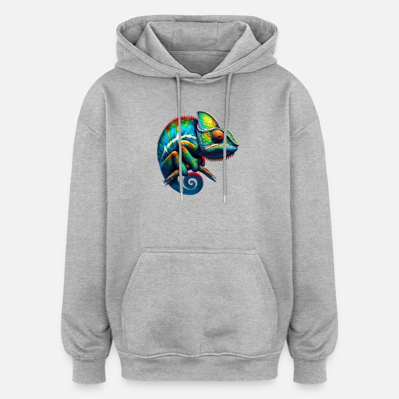 Caméléon - Sweat à capuche oversize unisexe - gris chiné