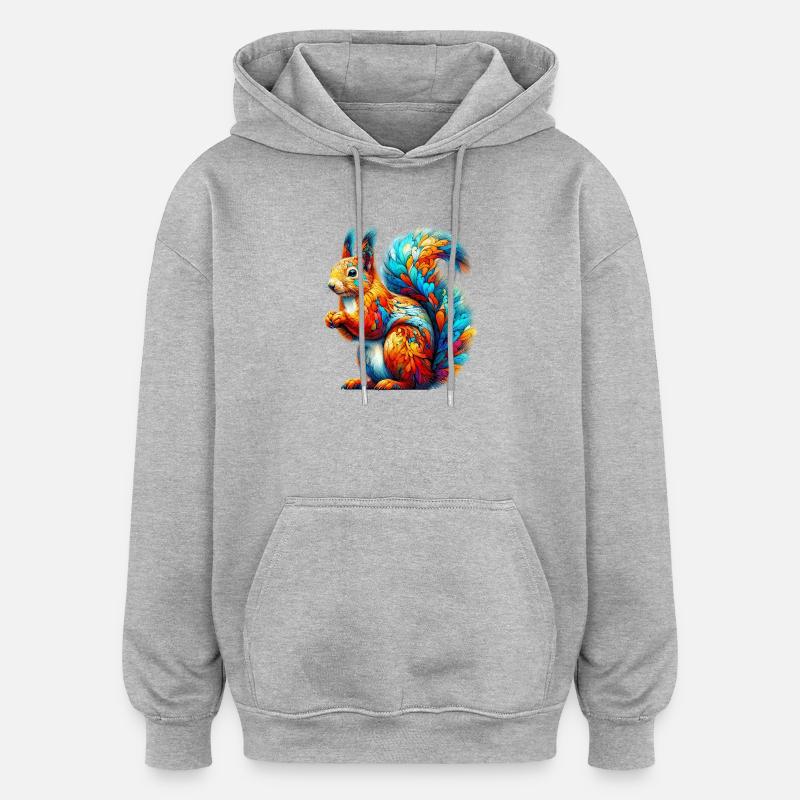 Écureuil - Sweat à capuche oversize unisexe - gris chiné