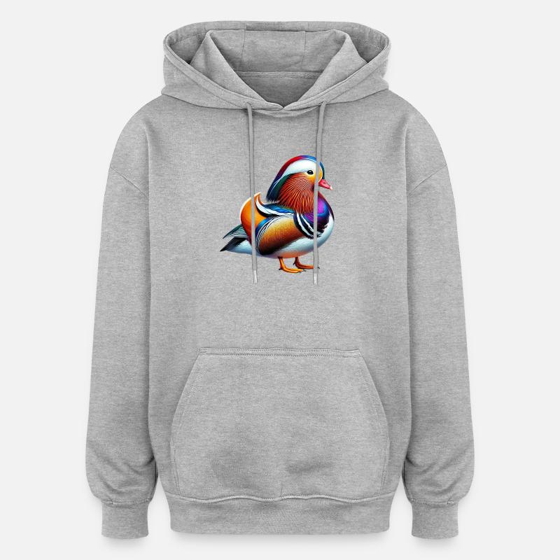 Canard mandarin - Sweat à capuche oversize unisexe - gris chiné